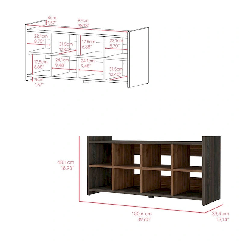 8-Cube Entryway Shoe Rack with Two-Tone Finish