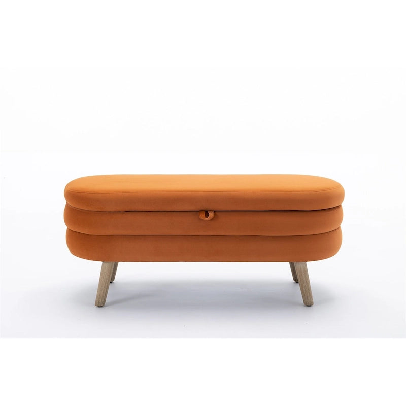 Tufted Velvet Storage Bench with Wood Frame and Inner Compartment