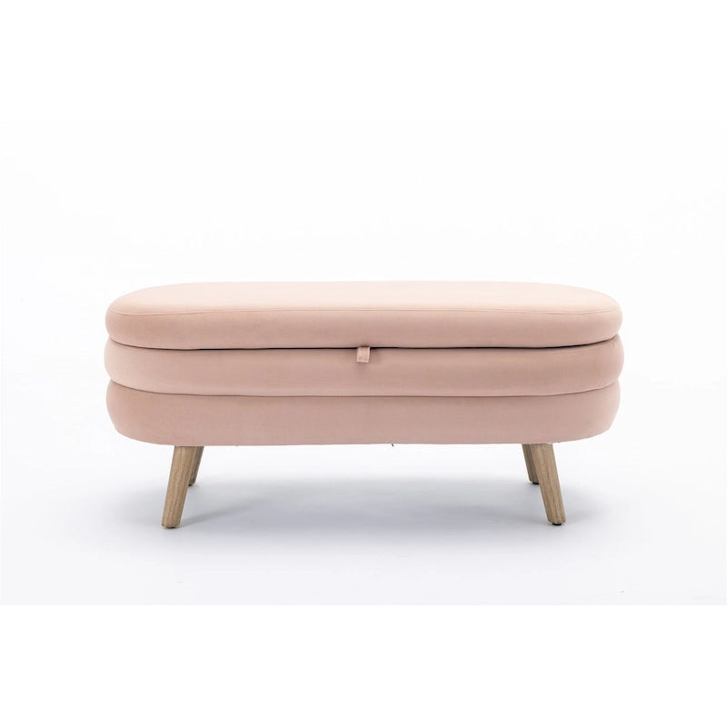 Tufted Velvet Storage Bench with Wood Frame and Inner Compartment