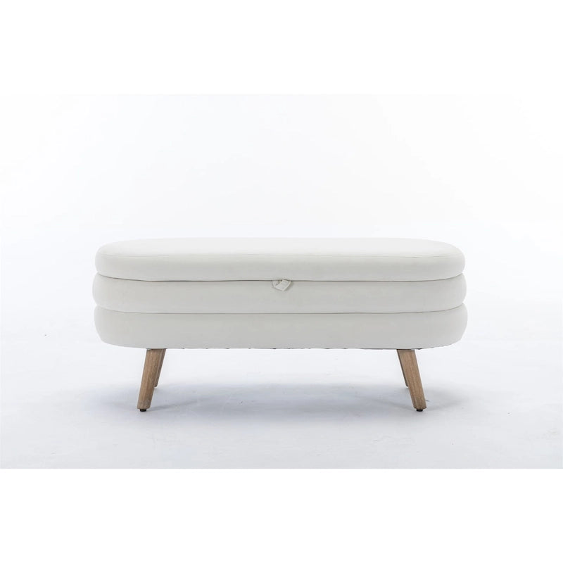 Tufted Velvet Storage Bench with Wood Frame and Inner Compartment
