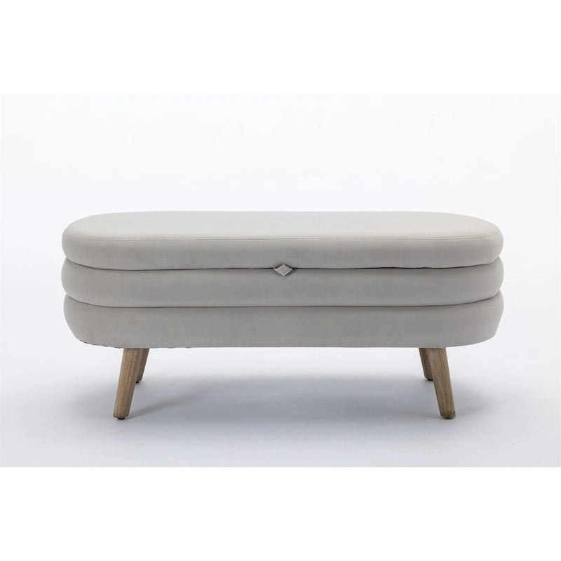 Tufted Velvet Storage Bench with Wood Frame and Inner Compartment