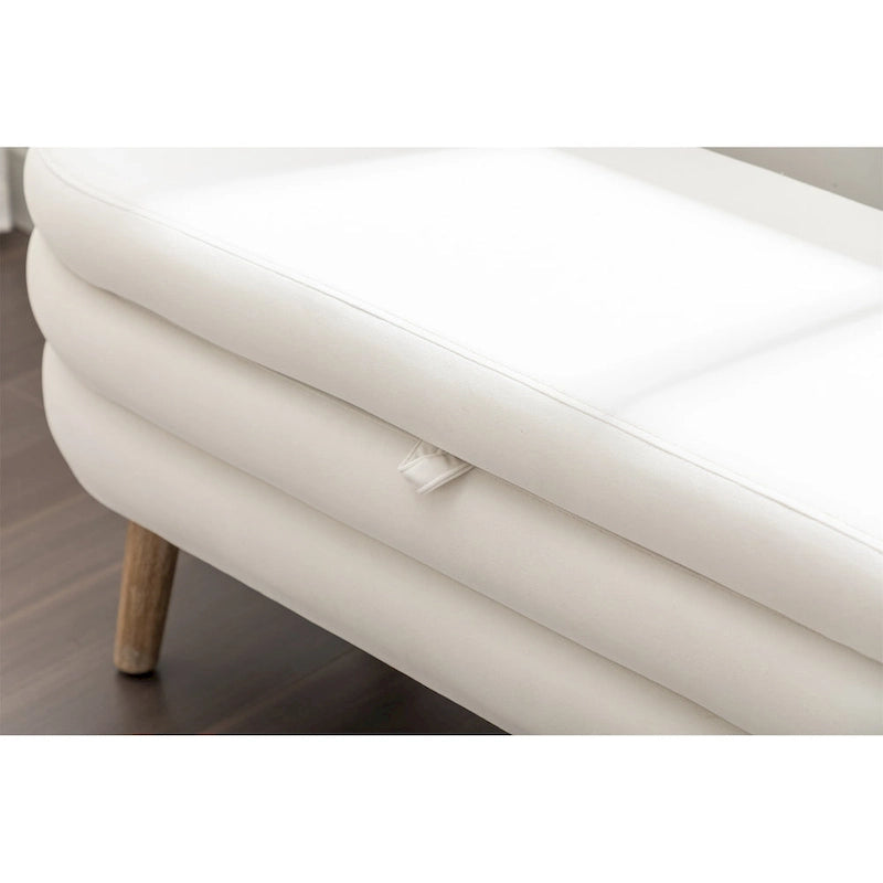 Tufted Velvet Storage Bench with Wood Frame and Inner Compartment