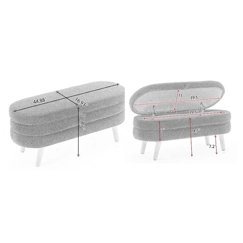 Tufted Velvet Storage Bench with Wood Frame and Inner Compartment