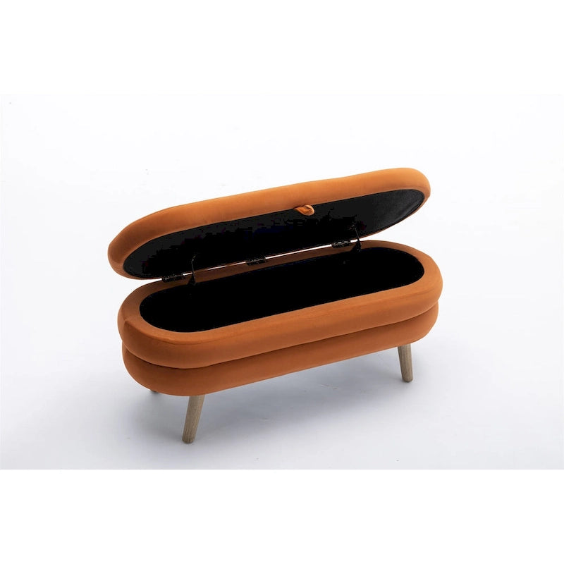 Tufted Velvet Storage Bench with Wood Frame and Inner Compartment