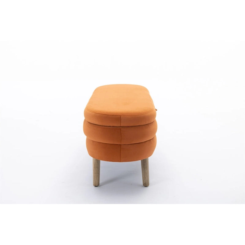 Tufted Velvet Storage Bench with Wood Frame and Inner Compartment