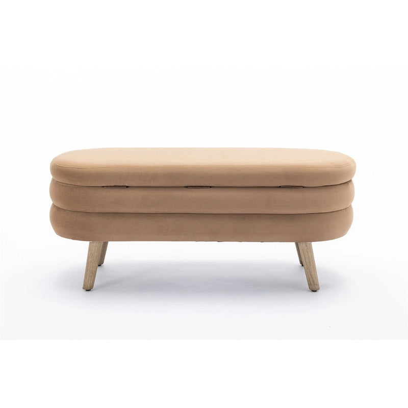 Tufted Velvet Storage Bench with Wood Frame and Inner Compartment