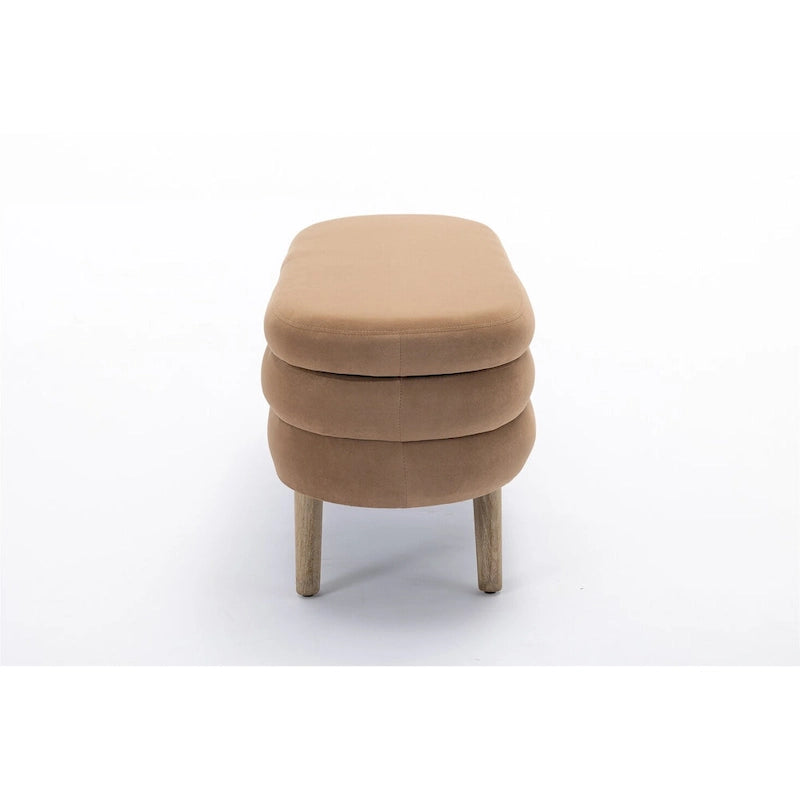 Tufted Velvet Storage Bench with Wood Frame and Inner Compartment