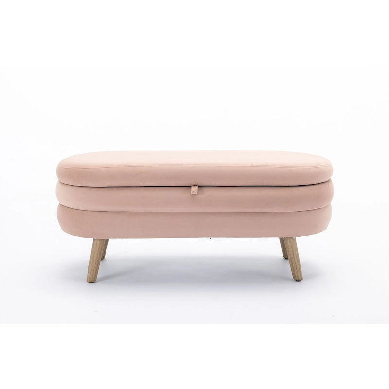 Tufted Velvet Storage Bench with Wood Frame and Inner Compartment