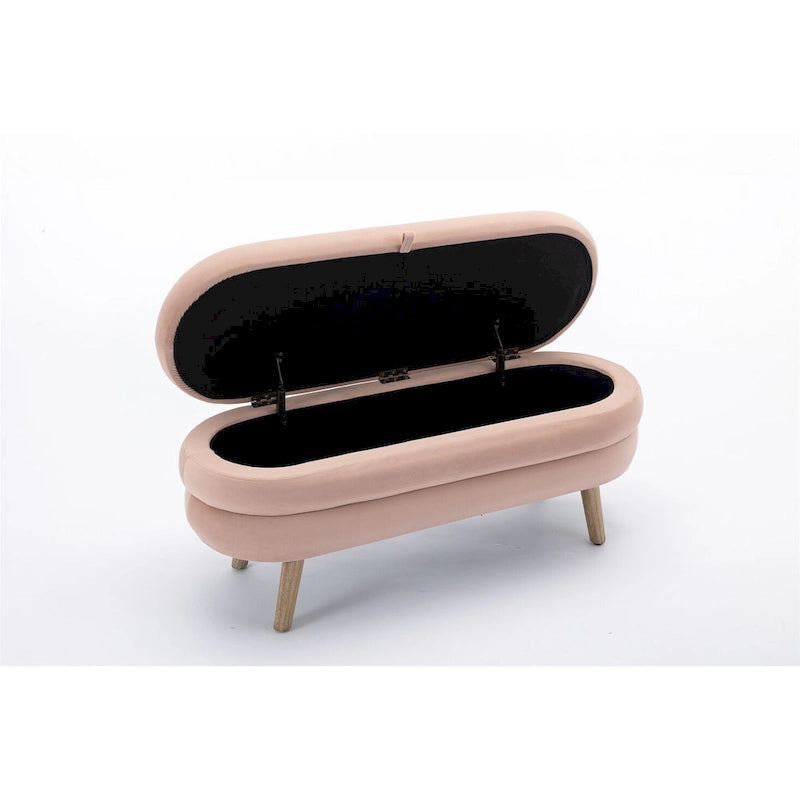 Tufted Velvet Storage Bench with Wood Frame and Inner Compartment