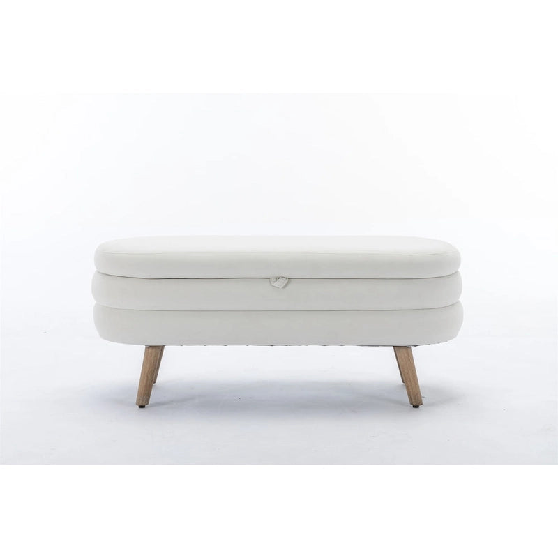 Tufted Velvet Storage Bench with Wood Frame and Inner Compartment