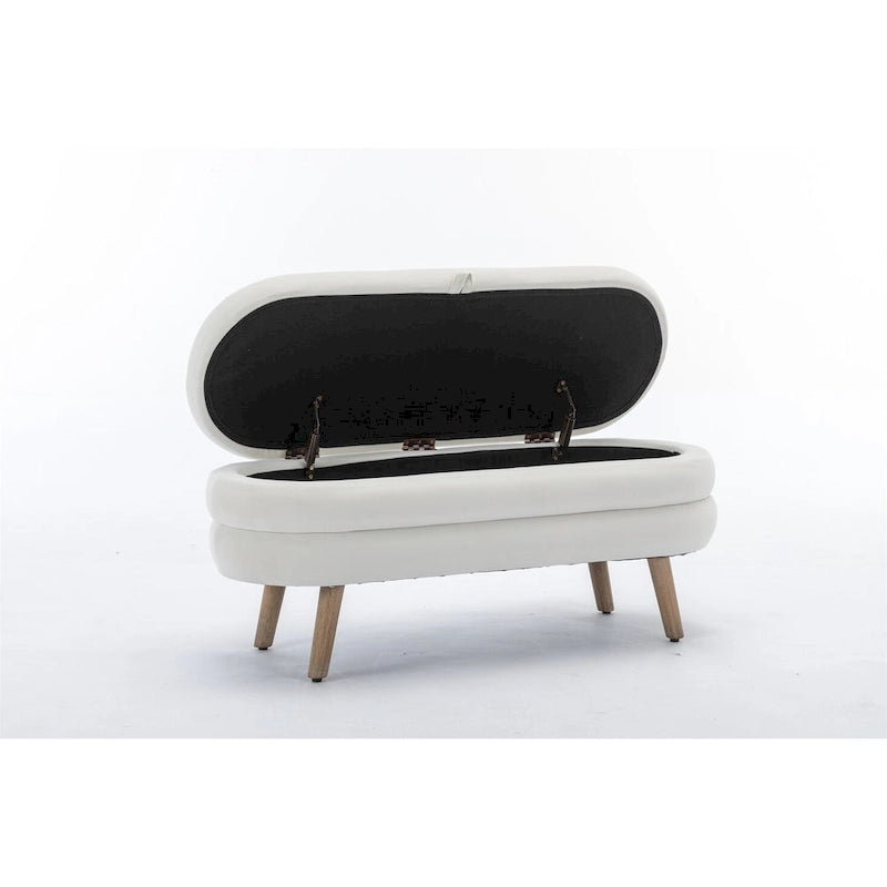 Tufted Velvet Storage Bench with Wood Frame and Inner Compartment