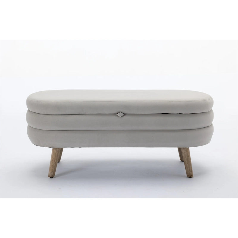 Tufted Velvet Storage Bench with Wood Frame and Inner Compartment