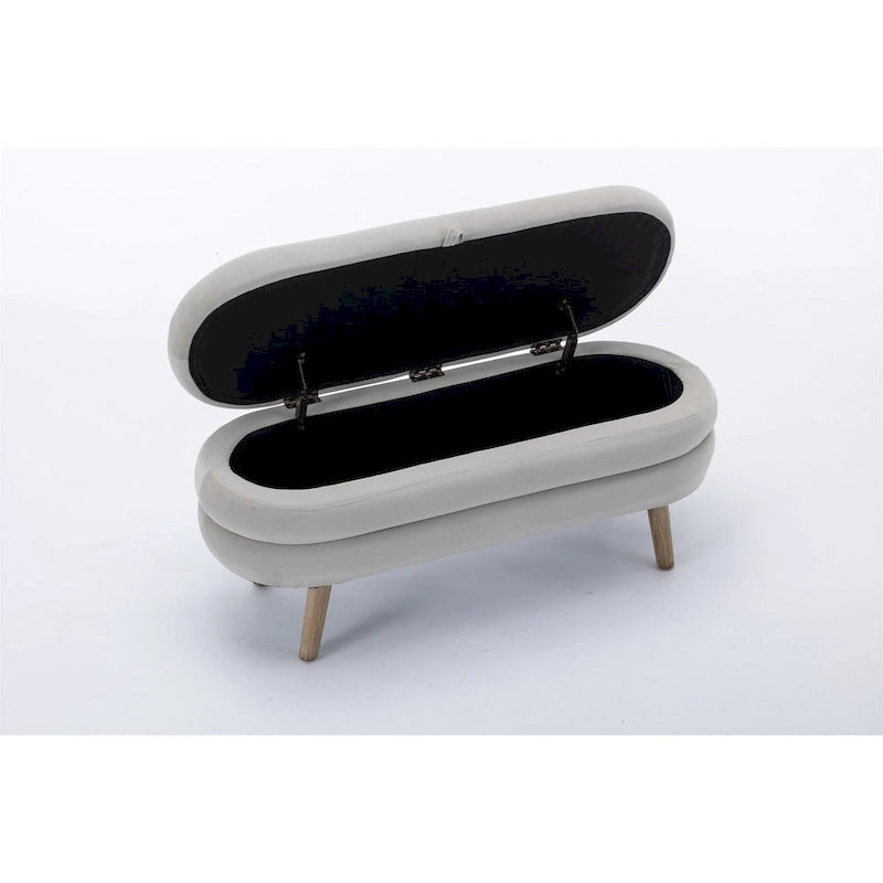 Tufted Velvet Storage Bench with Wood Frame and Inner Compartment