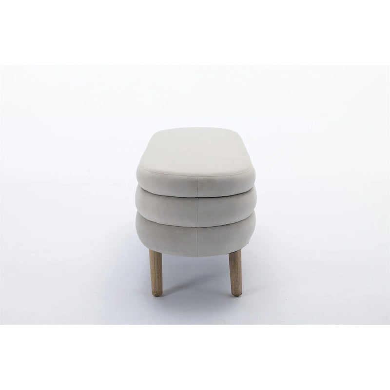 Tufted Velvet Storage Bench with Wood Frame and Inner Compartment