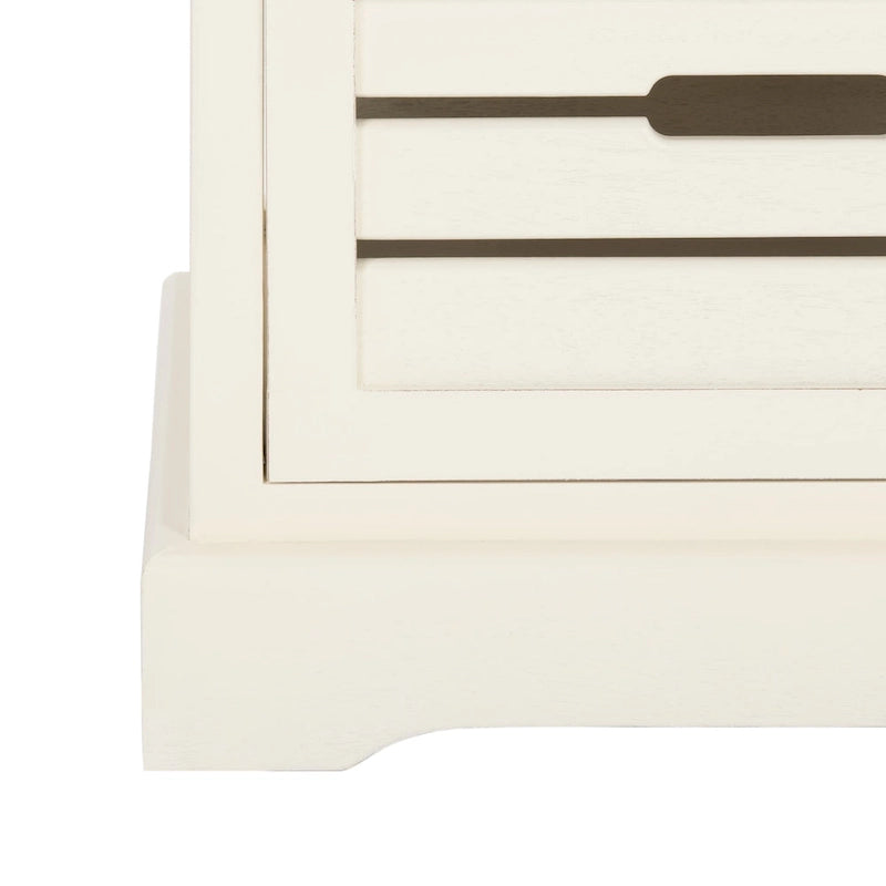 5-Drawer Coastal Pine Chest with Slatted Drawers in Distressed Cream