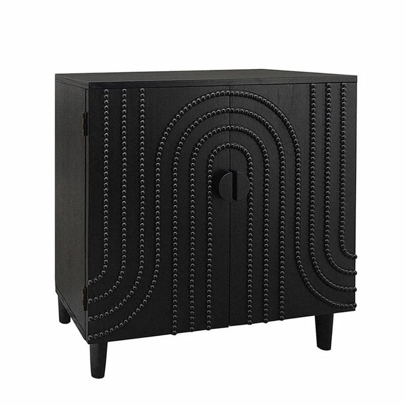 Modern Black Two-Door Wood Storage Cabinet for Living Room, Bedroom or Entryway