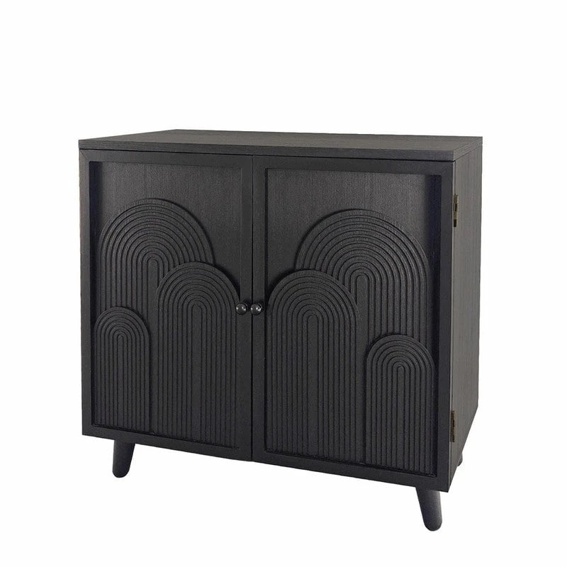 Modern Black Two-Door Wood Storage Cabinet for Living Room, Bedroom or Entryway