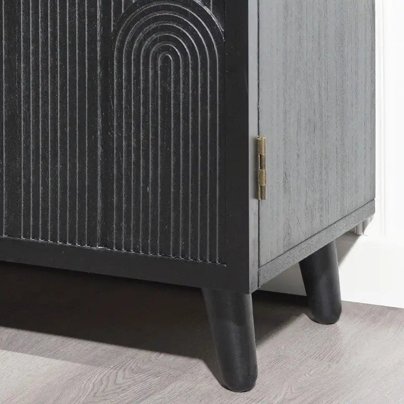 Modern Black Two-Door Wood Storage Cabinet for Living Room, Bedroom or Entryway