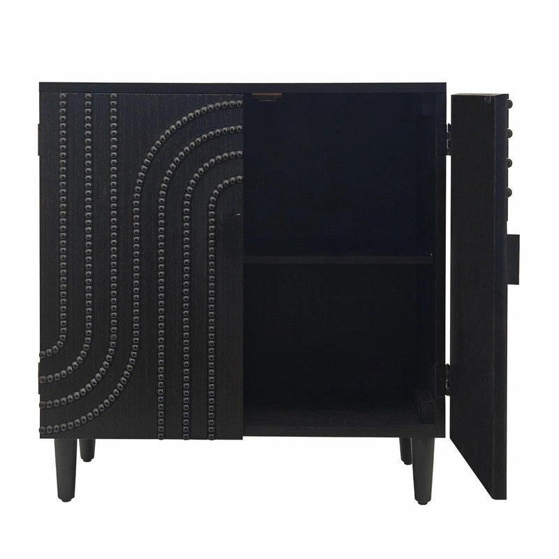 Modern Black Two-Door Wood Storage Cabinet for Living Room, Bedroom or Entryway