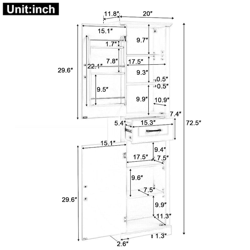 Tall Freestanding Bathroom Storage Cabinet