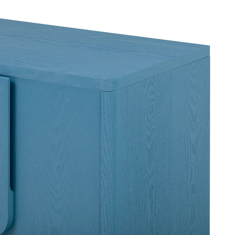 4-Door Wood Sideboard with Arc Handles, Adjustable Shelves and Pine Legs
