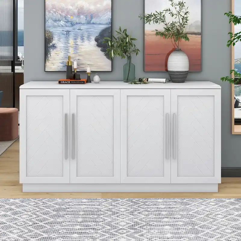 4-Door Buffet Sideboard Cabinet with Adjustable Shelves