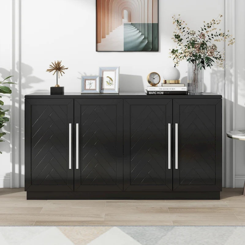 4-Door Buffet Sideboard Cabinet with Adjustable Shelves