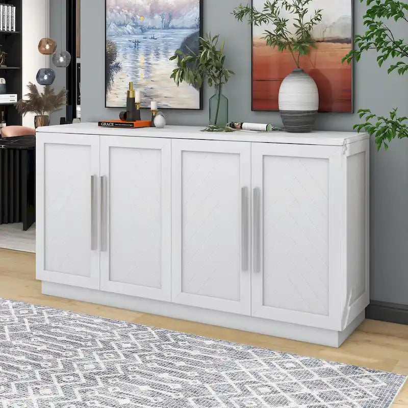4-Door Buffet Sideboard Cabinet with Adjustable Shelves