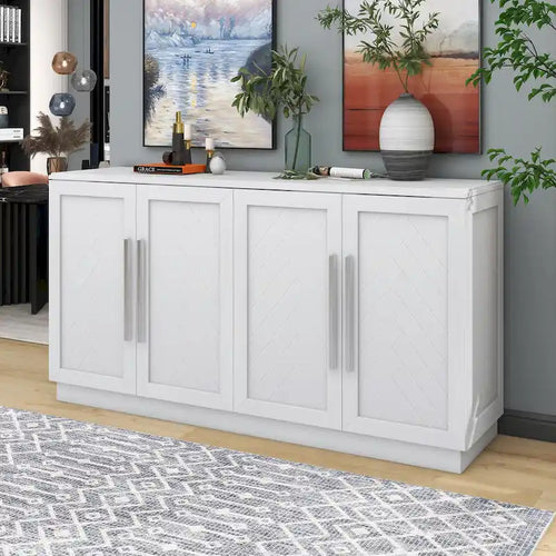 4-Door Buffet Sideboard Cabinet with Adjustable Shelves