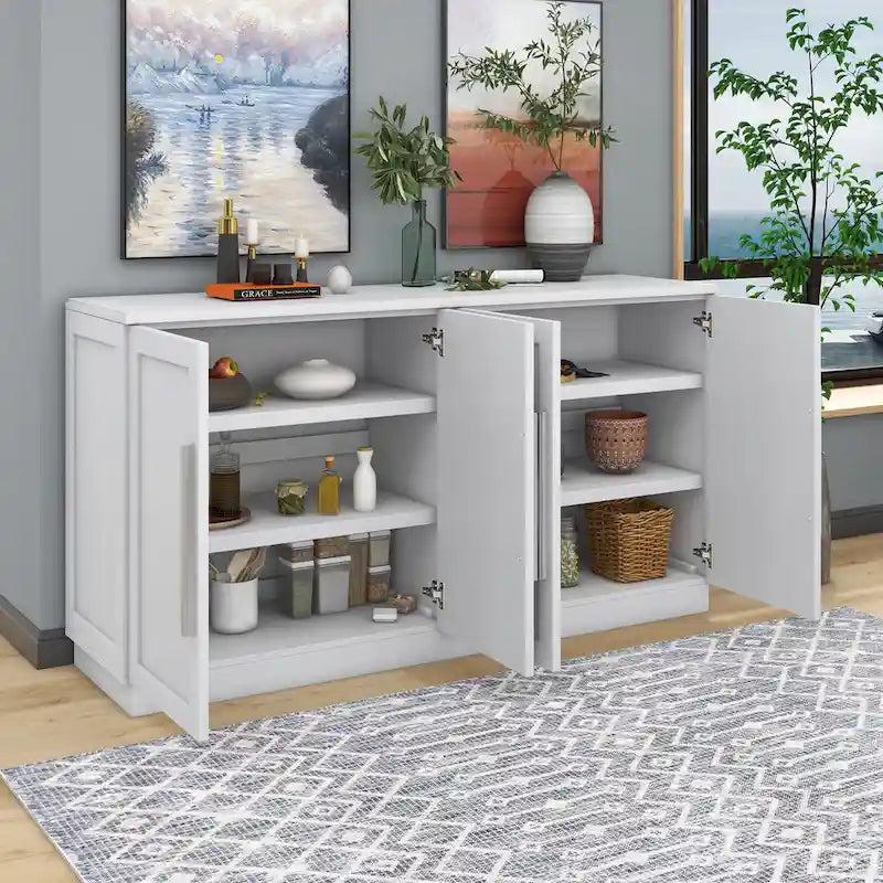 4-Door Buffet Sideboard Cabinet with Adjustable Shelves