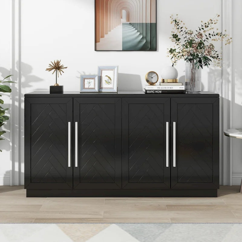 4-Door Buffet Sideboard Cabinet with Adjustable Shelves