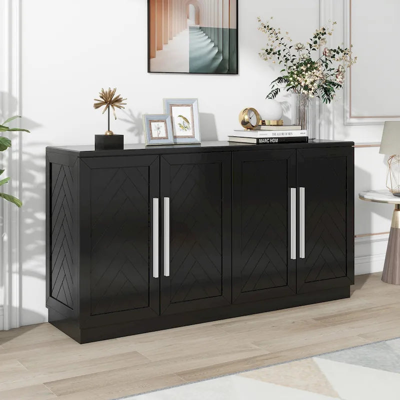 4-Door Buffet Sideboard Cabinet with Adjustable Shelves