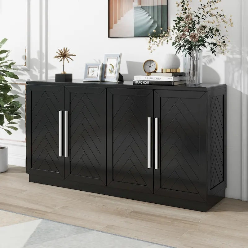 4-Door Buffet Sideboard Cabinet with Adjustable Shelves
