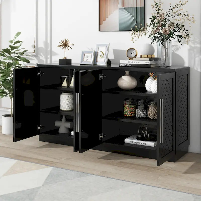 4-Door Buffet Sideboard Cabinet with Adjustable Shelves
