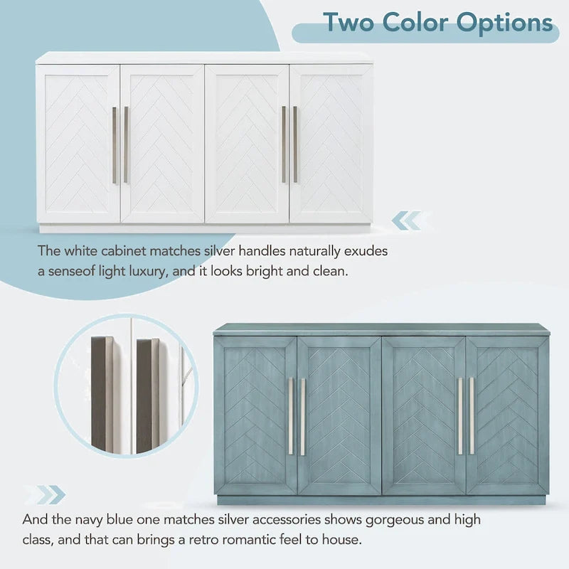 4-Door Buffet Sideboard Cabinet with Adjustable Shelves