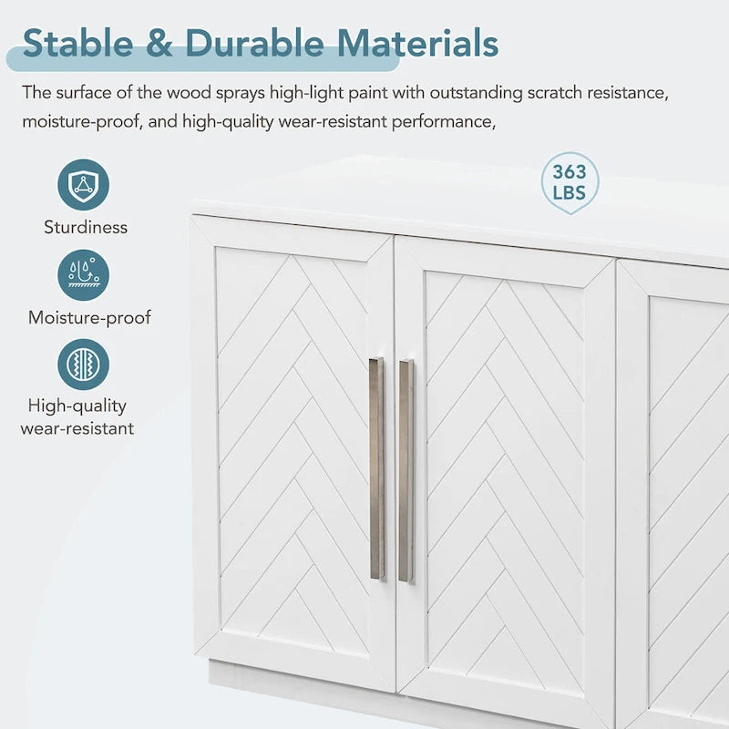 4-Door Buffet Sideboard Cabinet with Adjustable Shelves