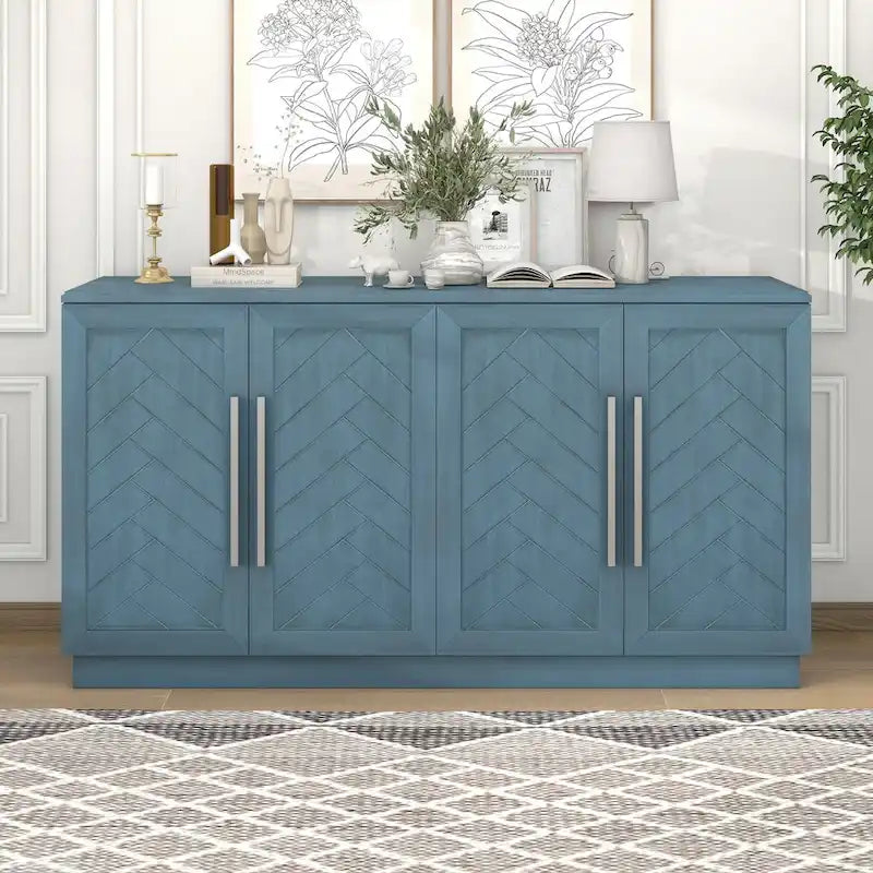 4-Door Buffet Sideboard Cabinet with Adjustable Shelves