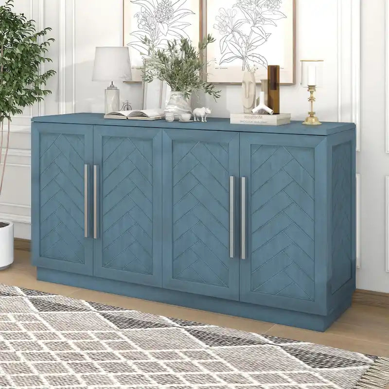 4-Door Buffet Sideboard Cabinet with Adjustable Shelves