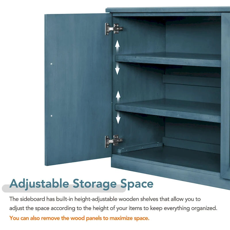 4-Door Buffet Sideboard Cabinet with Adjustable Shelves