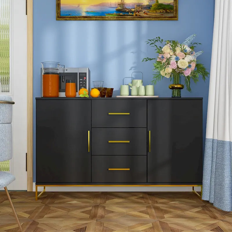 Buffet Credenza with Double Doors and 3 Drawers