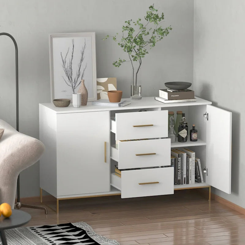 Buffet Credenza with Double Doors and 3 Drawers