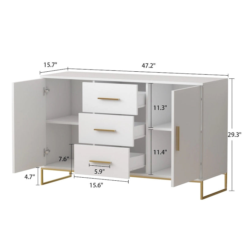 Buffet Credenza with Double Doors and 3 Drawers