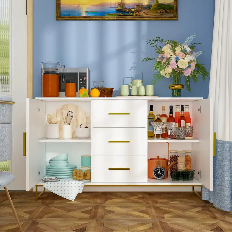 Buffet Credenza with Double Doors and 3 Drawers