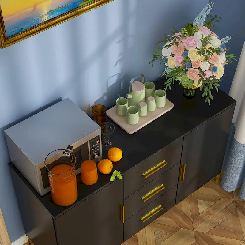 Buffet Credenza with Double Doors and 3 Drawers