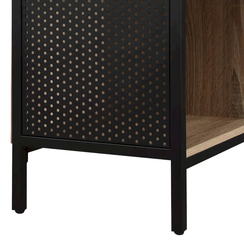 8-Cube Industrial Bookcase with Wood Grain Shelves and Metal Frame