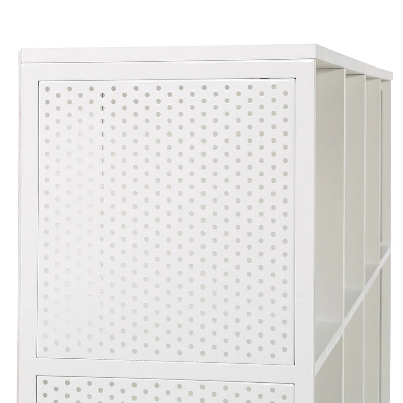 8-Cube Industrial Bookcase with Wood Grain Shelves and Metal Frame