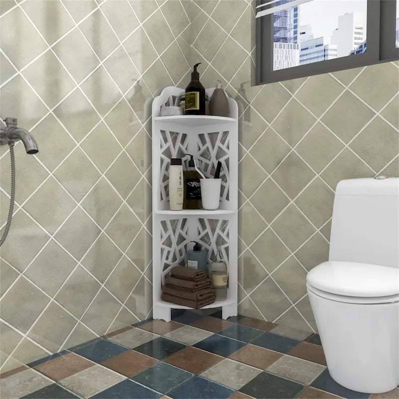 3-Tier Corner Shelf with X-Frame Design