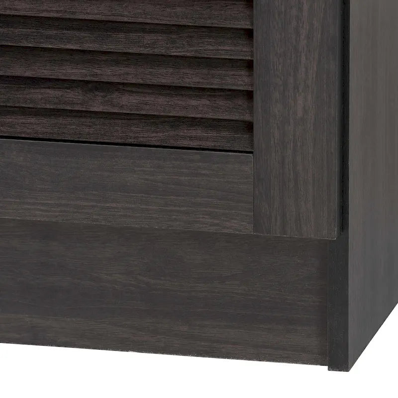 Traditional Dark Brown Kitchen Hutch Cabinet with Open Shelves and Storage Drawers
