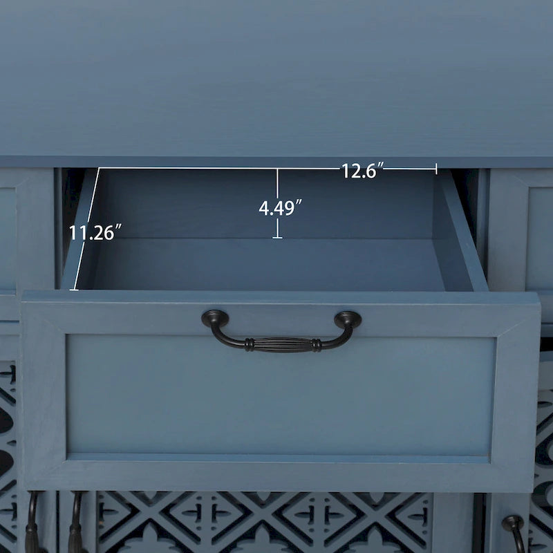3-Door 3-Drawer Carved Storage Cabinet for Living Room