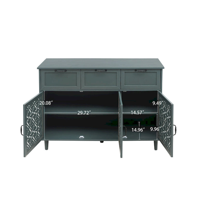 3-Door 3-Drawer Carved Storage Cabinet for Living Room